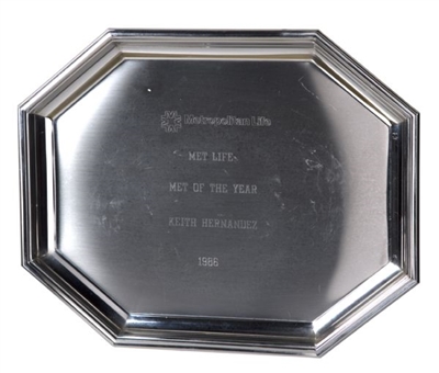 1986 Keith Hernandez Met Life Met of the Year Award Tray